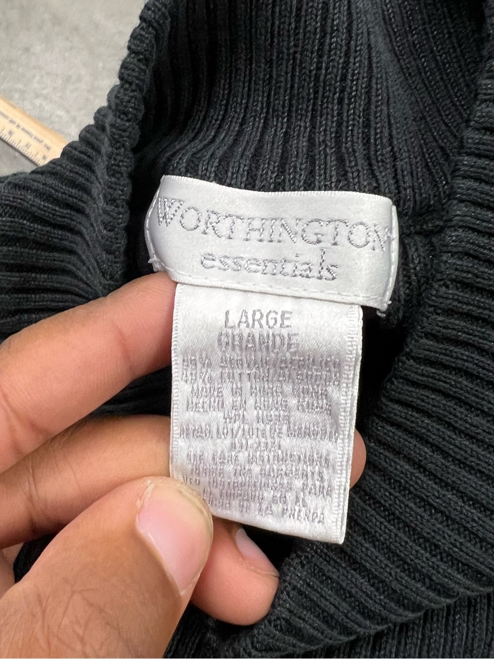 Worthington Black Ribbed Short Sleeve Mock Neck Top - Picture 5 of 5